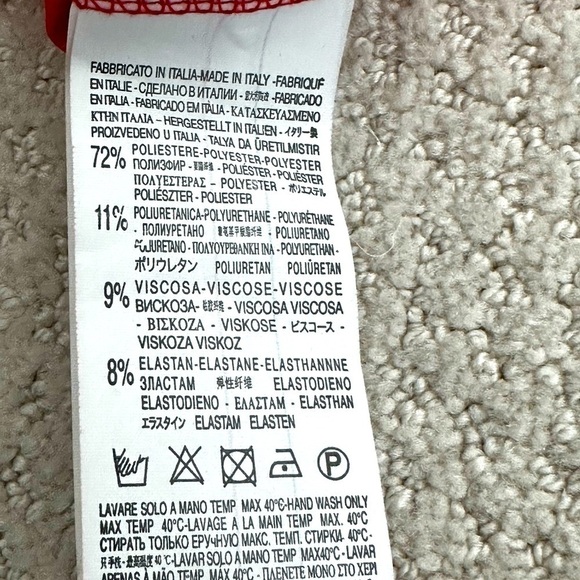 RINASCIENTO Red Dress with Black leather detailing & silver circle details - Picture 13 of 13